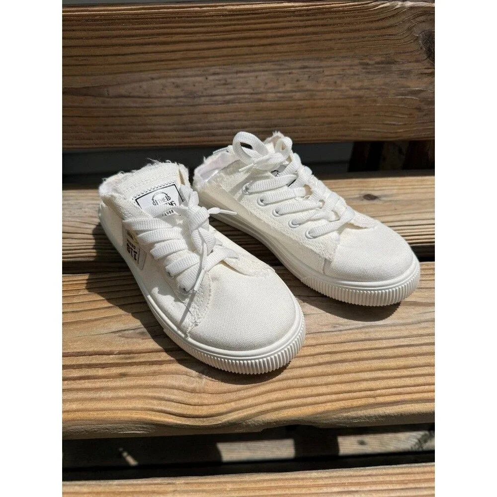 Women Canvas Slip on Sneakers Denim Casual Shoes Lace Up Beach Shoes Summer 38 - Picture 9 of 9